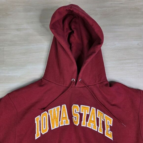 Vintage Champion Iowa‎ State University Sweatshirt Red Hoodie Spellout Size XL - Picture 5 of 9